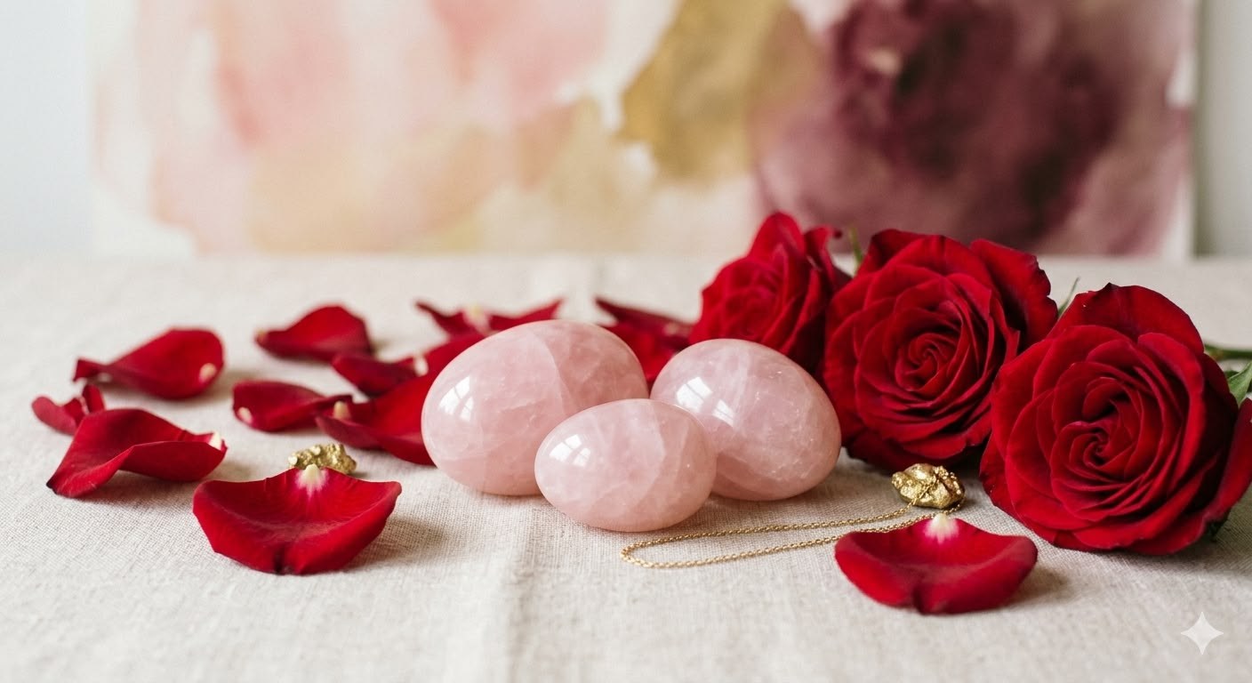 Yoni eggs de quartzo rosa